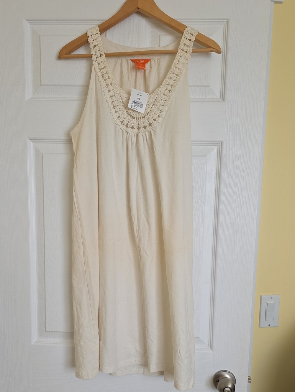 Joe Fresh Cream Crochet-Trim Sleeveless Dress